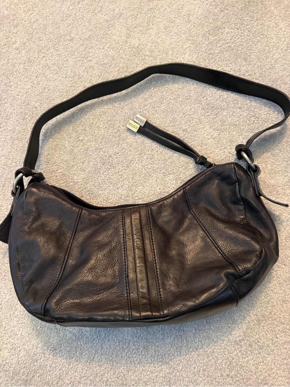 Kenneth Cole Reaction Classic Black Leather Shoulder Bag